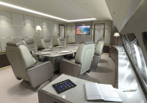 Airbus VIP version widebody a aussi une salle de conférence ou à manger