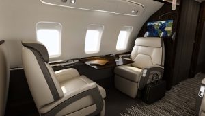 sièges antérieurs du Bombardier Challenger 650 - photo courtoisie de Bombardier