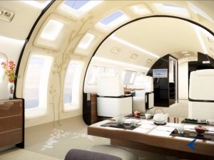 Embraer Lineage 1000E -Jay Beever, le chef designer, peut offrir de personnalisation comme ce Kyoto Airship